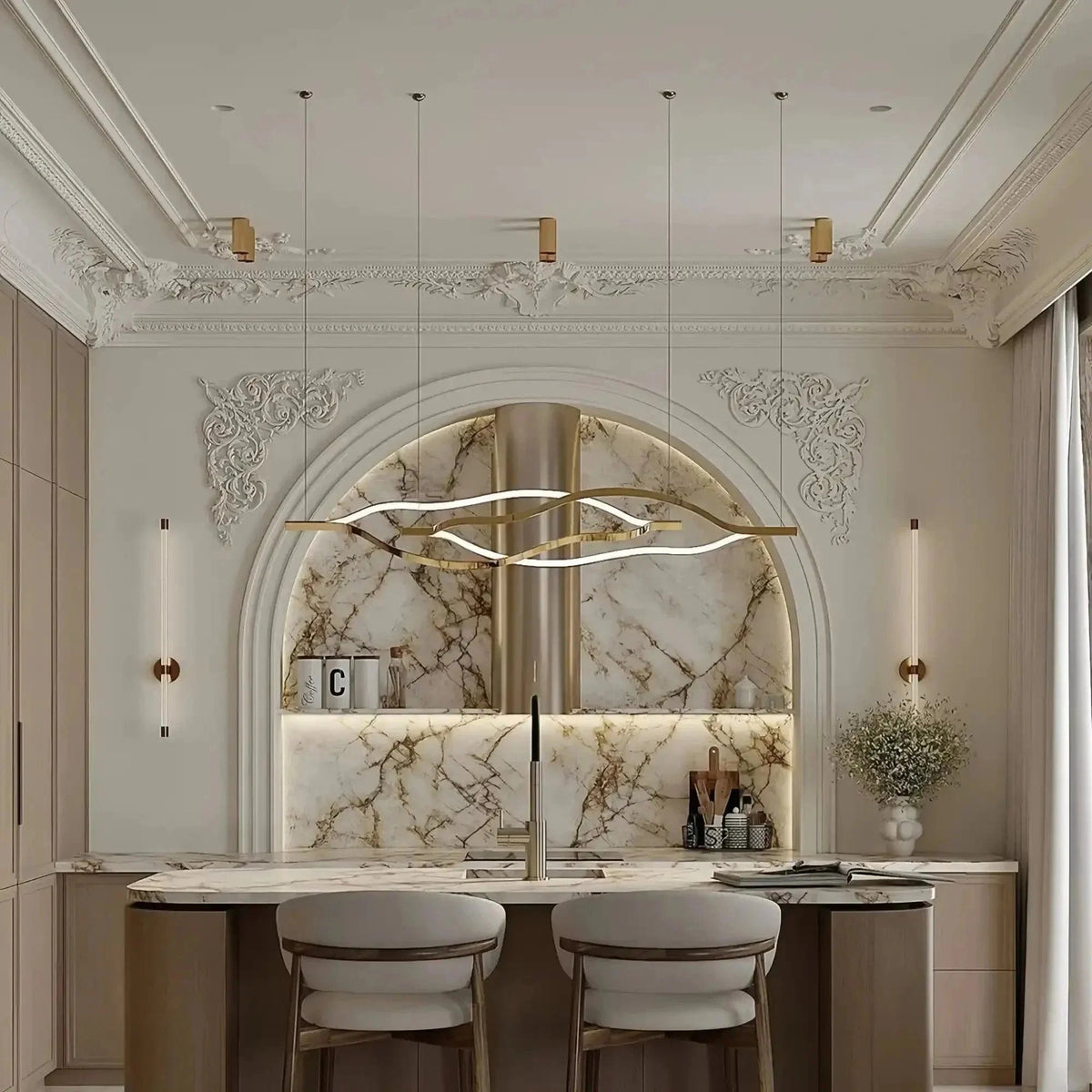 Modern Simple Aluminum Waving Chandelier - Zelno Lighting