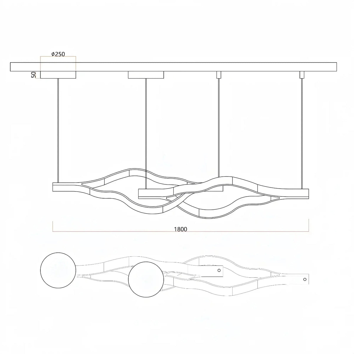 Modern Simple Aluminum Waving Chandelier - Zelno Lighting