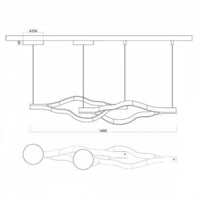 Modern Simple Aluminum Waving Chandelier - Zelno Lighting