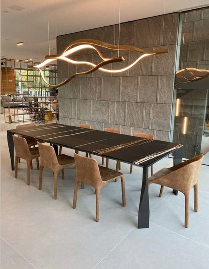 Modern Simple Brass Waving Chandelier for Living/Dining Room/Kitchen Island - Zelno Lighting