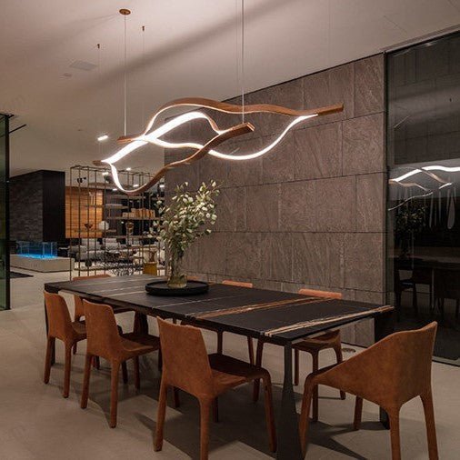 Modern Simple Brass Waving Chandelier for Living/Dining Room/Kitchen Island - Zelno Lighting
