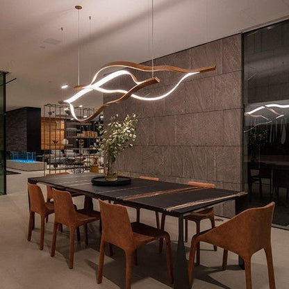 Modern Simple Brass Waving Chandelier for Living/Dining Room/Kitchen Island - Zelno Lighting