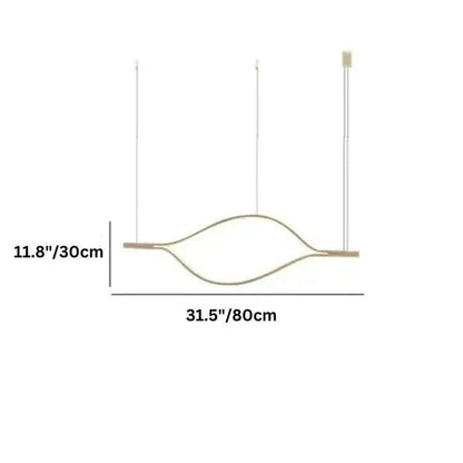 Modern Simple Brass Waving Chandelier for Living/Dining Room/Kitchen Island - Zelno Lighting