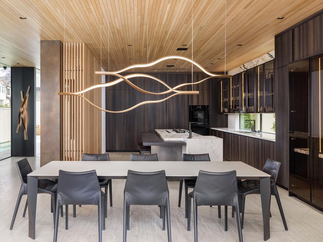 Modern Simple Brass Waving Chandelier for Living/Dining Room/Kitchen Island - Zelno Lighting