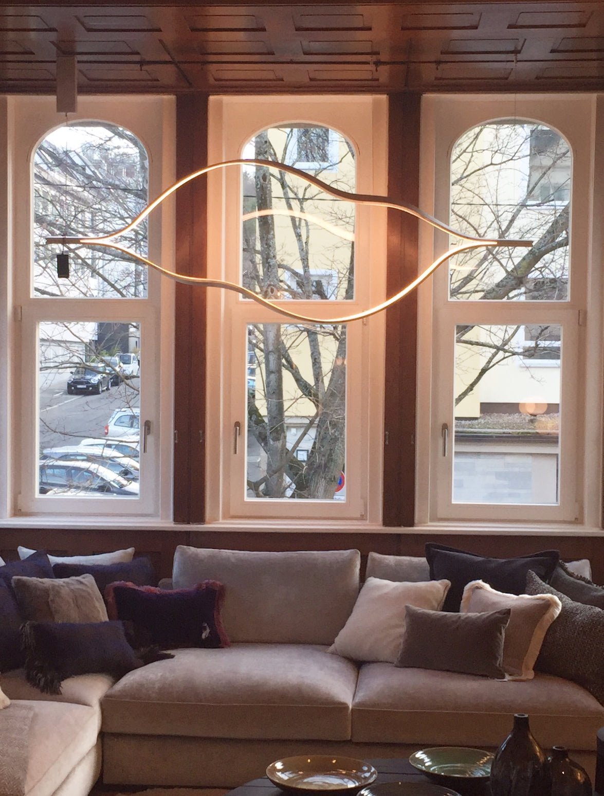 Modern Simple Brass Waving Chandelier for Living/Dining Room/Kitchen Island - Zelno Lighting