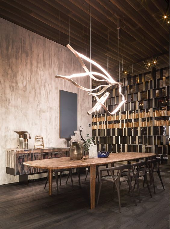 Modern Simple Brass Waving Chandelier for Living/Dining Room/Kitchen Island - Zelno Lighting