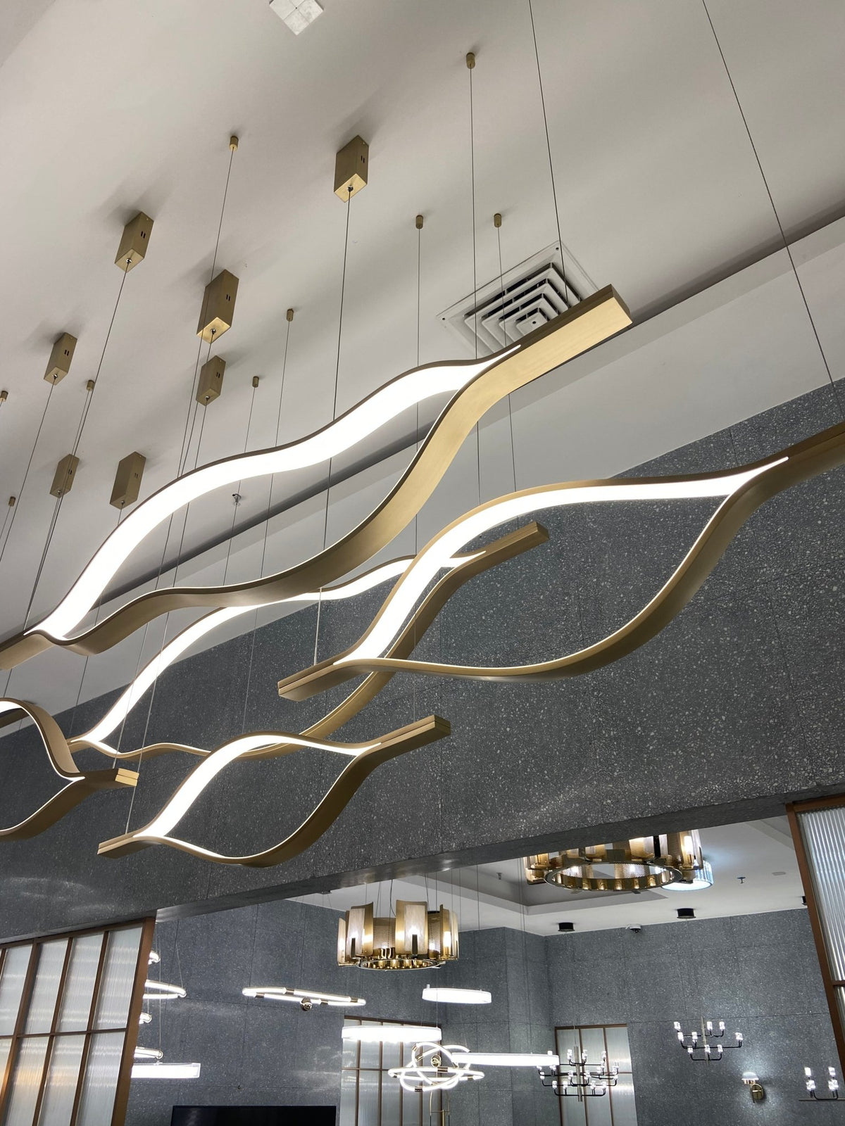 Modern Simple Brass Waving Chandelier for Living/Dining Room/Kitchen Island - Zelno Lighting