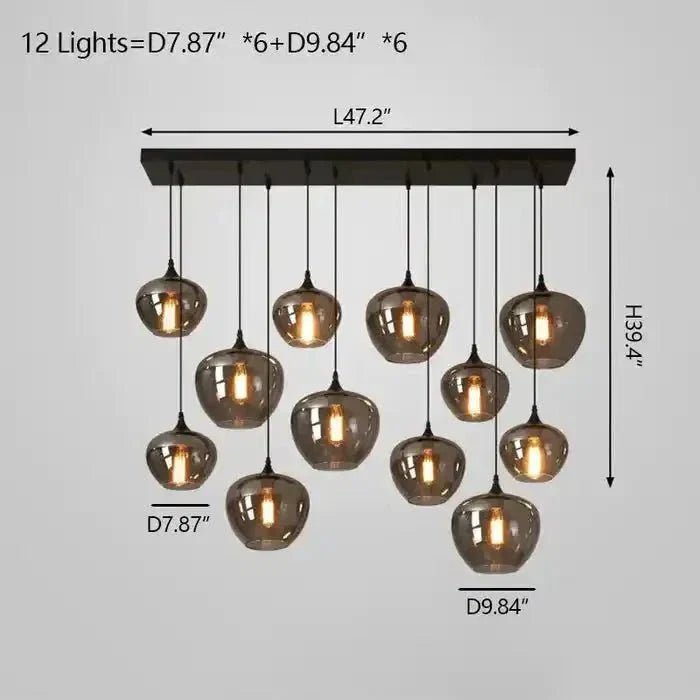 Modern Smoke Gray Glass Lamp Designer Chandelier - Zelno Lighting