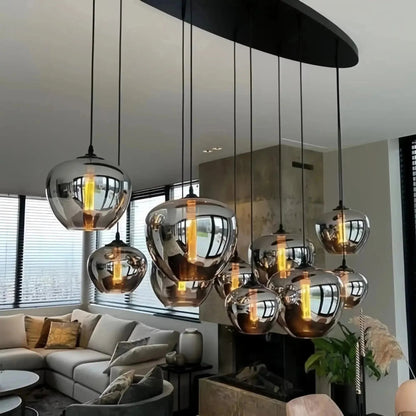 Modern Smoke Gray Glass Lamp Designer Chandelier - Zelno Lighting