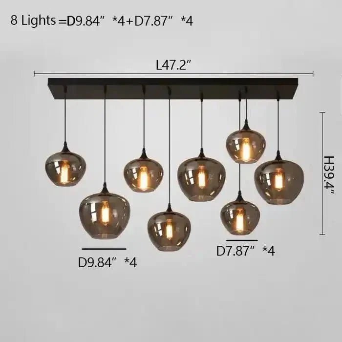 Modern Smoke Gray Glass Lamp Designer Chandelier - Zelno Lighting