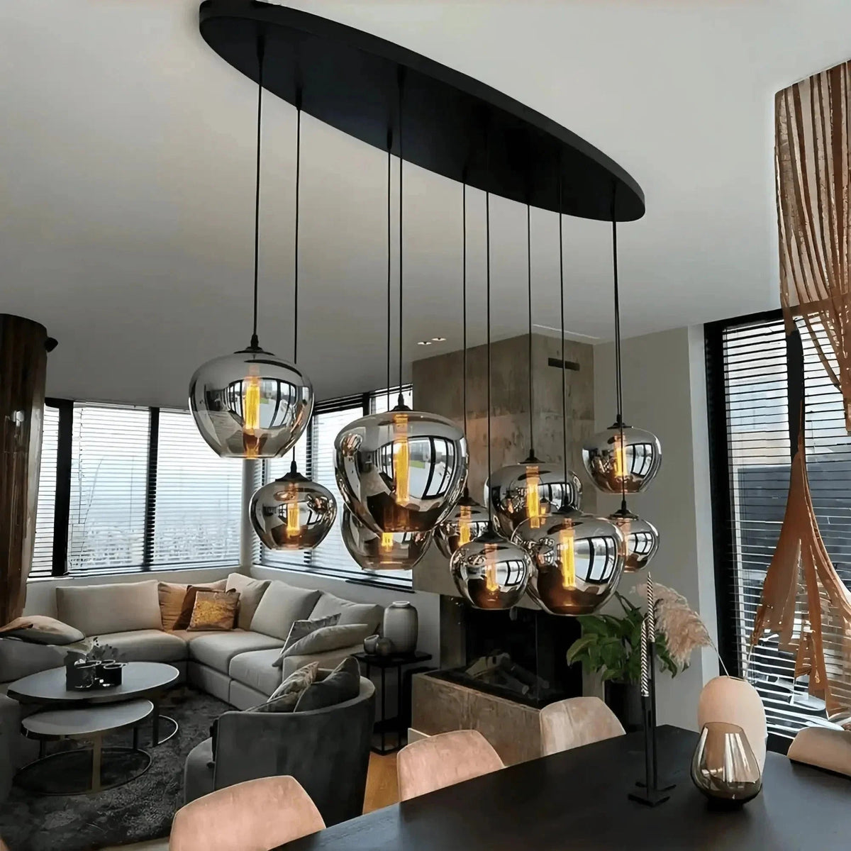 Modern Smoke Gray Glass Lamp Designer Chandelier - Zelno Lighting