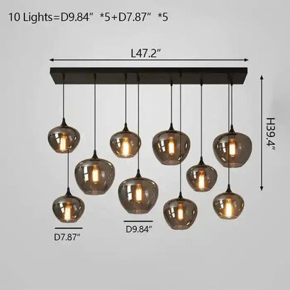 Modern Smoke Gray Glass Lamp Designer Chandelier - Zelno Lighting