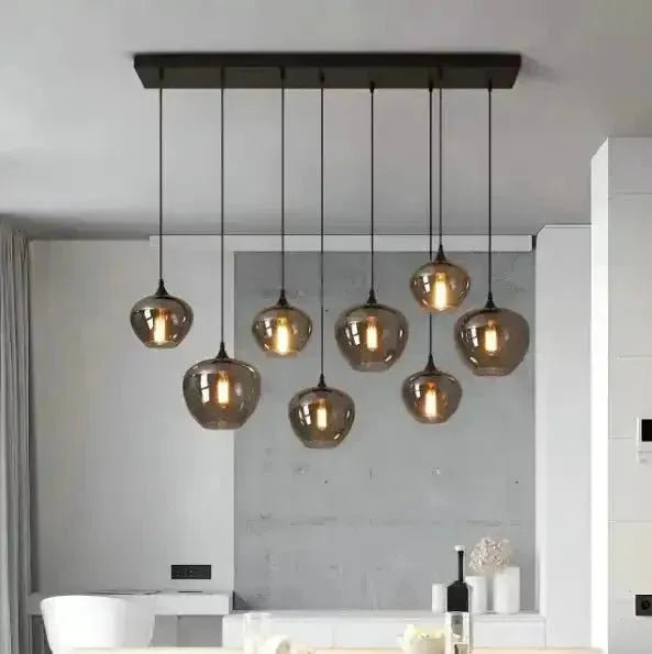 Modern Smoke Gray Glass Lamp Designer Chandelier - Zelno Lighting