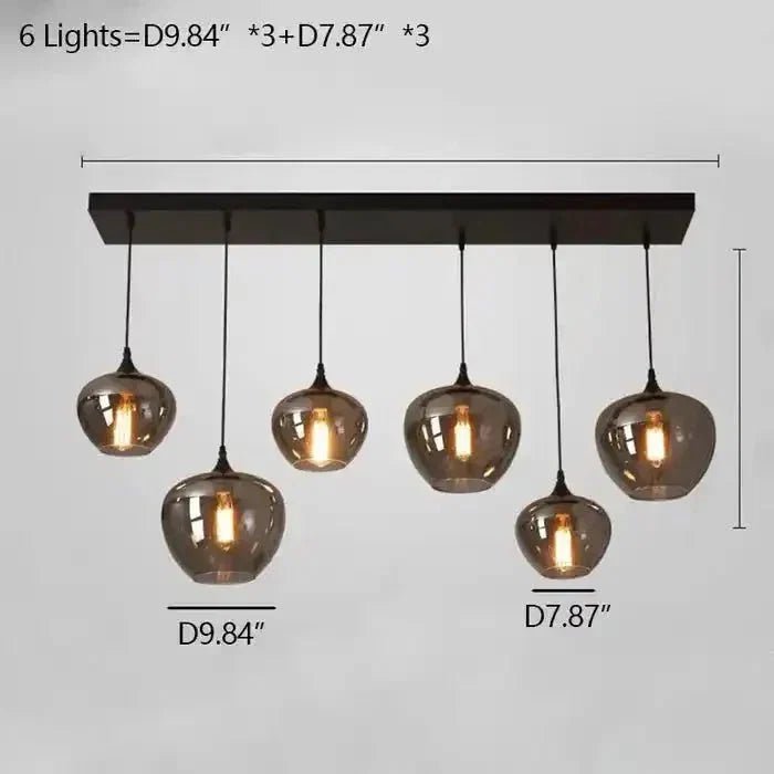 Modern Smoke Gray Glass Lamp Designer Chandelier - Zelno Lighting