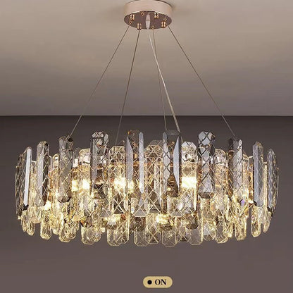 Modern Smoky Gray Crystal Chandelier Gleamy Light Fixture for Living/Dining Room/ Bedroom/ Home Office - Zelno Lighting