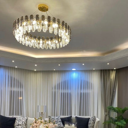 Modern Smoky Gray Crystal Chandelier Gleamy Light Fixture for Living/Dining Room/ Bedroom/ Home Office - Zelno Lighting