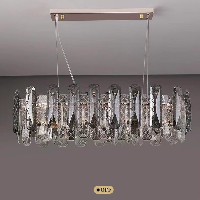 Modern Smoky Gray Crystal Chandelier Gleamy Light Fixture for Living/Dining Room/ Bedroom/ Home Office - Zelno Lighting