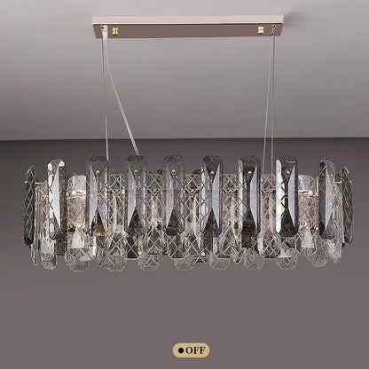 Modern Smoky Gray Crystal Chandelier Gleamy Light Fixture for Living/Dining Room/ Bedroom/ Home Office - Zelno Lighting