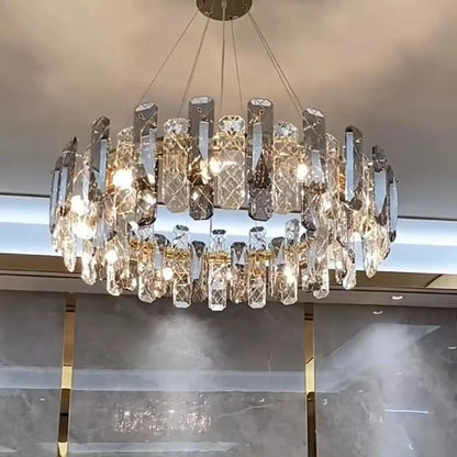 Modern Smoky Gray Crystal Chandelier Gleamy Light Fixture for Living/Dining Room/ Bedroom/ Home Office - Zelno Lighting
