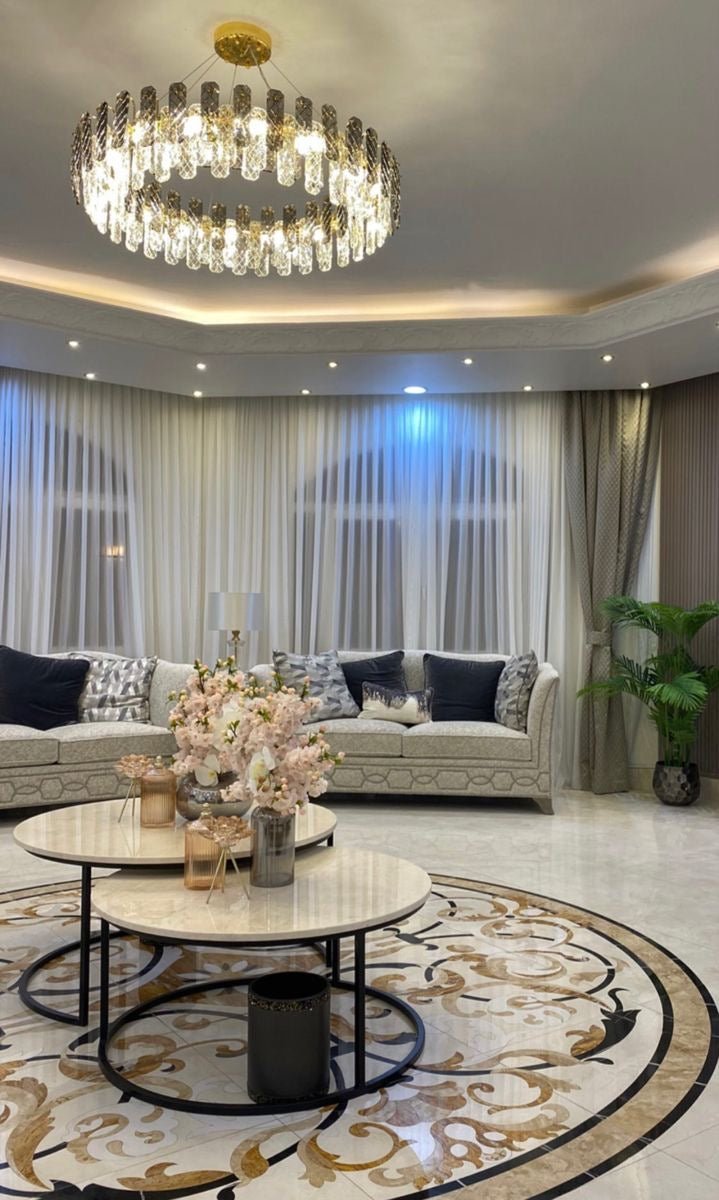Modern Smoky Gray Crystal Chandelier Gleamy Light Fixture for Living/Dining Room/ Bedroom/ Home Office - Zelno Lighting