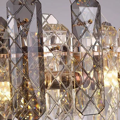 Modern Smoky Gray Crystal Chandelier Gleamy Light Fixture for Living/Dining Room/ Bedroom/ Home Office - Zelno Lighting