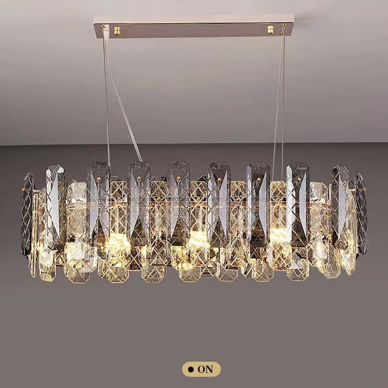 Modern Smoky Gray Crystal Chandelier Gleamy Light Fixture for Living/Dining Room/ Bedroom/ Home Office - Zelno Lighting