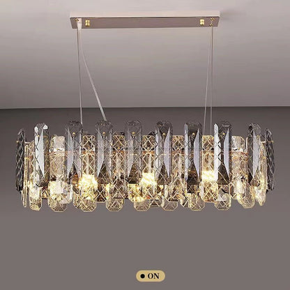 Modern Smoky Gray Crystal Chandelier Gleamy Light Fixture for Living/Dining Room/ Bedroom/ Home Office - Zelno Lighting
