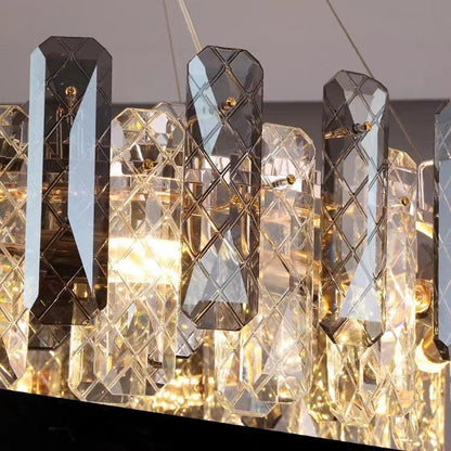 Modern Smoky Gray Crystal Chandelier Gleamy Light Fixture for Living/Dining Room/ Bedroom/ Home Office - Zelno Lighting