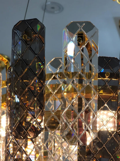 Modern Smoky Gray Crystal Chandelier Gleamy Light Fixture for Living/Dining Room/ Bedroom/ Home Office - Zelno Lighting