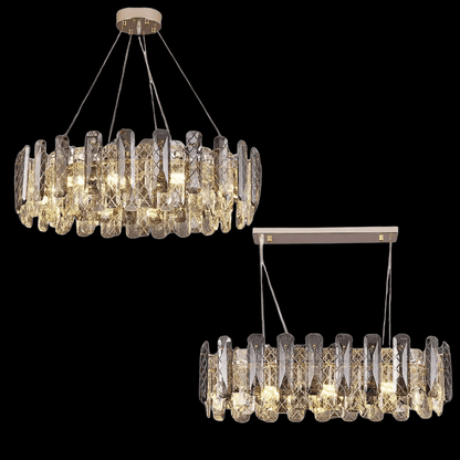 Modern Smoky Gray Crystal Chandelier Gleamy Light Fixture for Living/Dining Room/ Bedroom/ Home Office - Zelno Lighting