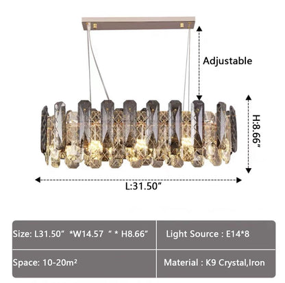 Modern Smoky Gray Crystal Chandelier Gleamy Light Fixture for Living/Dining Room/ Bedroom/ Home Office - Zelno Lighting