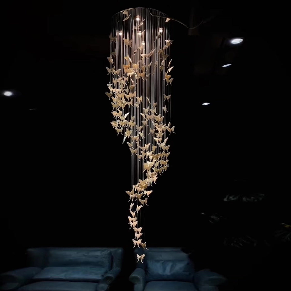 Modern Spiral Staircase Chandelier Ceiling Light Fixture for High Ceiling Living room/ Entryway - Zelno Lighting