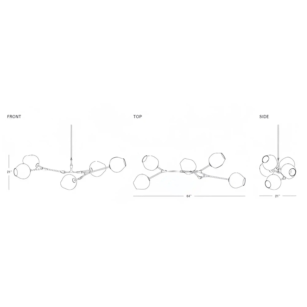 Modern Sputnik Smoky Gray/Amber Glass Branch Chandelier for Kitchen Island/Dining Room - Zelno Lighting