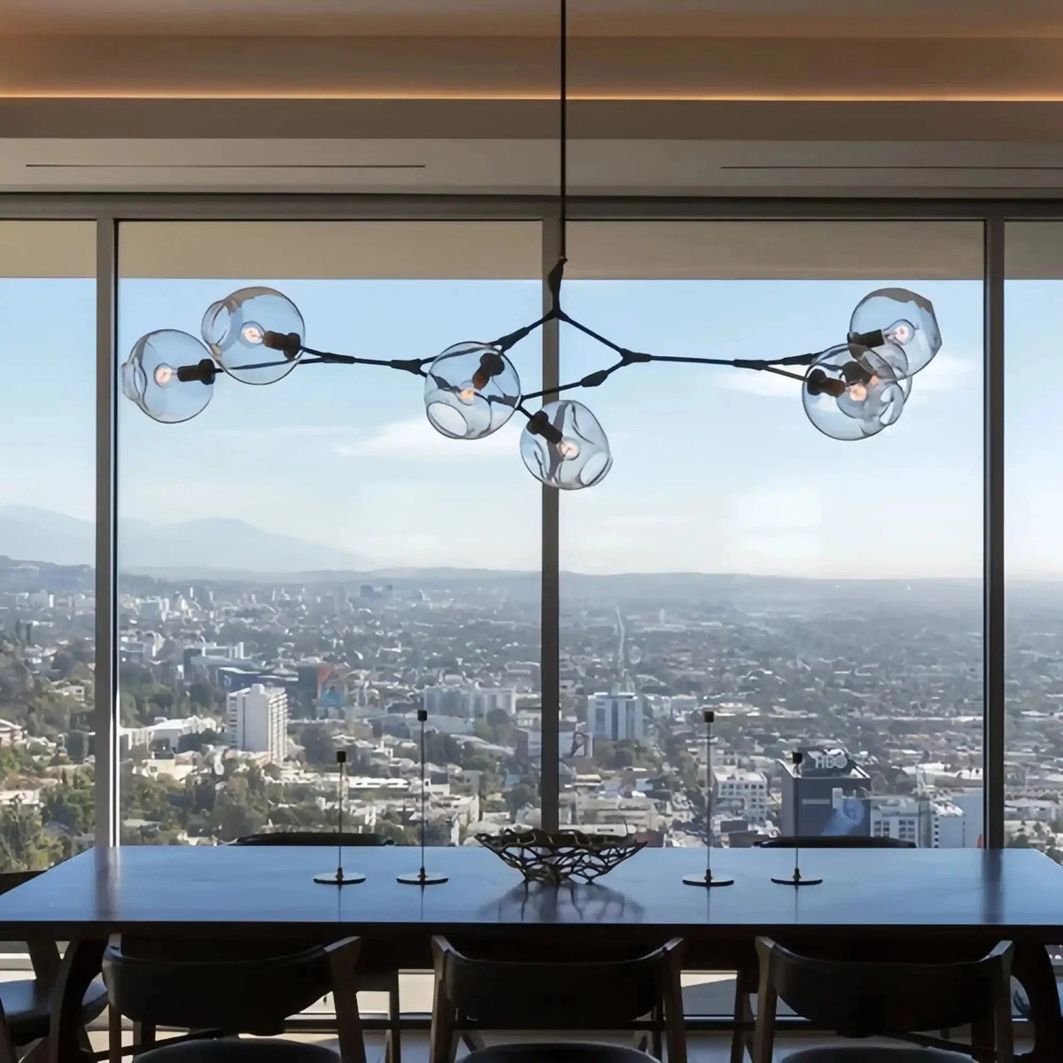 Modern Sputnik Smoky Gray/Amber Glass Branch Chandelier for Kitchen Island/Dining Room - Zelno Lighting