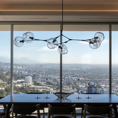 Modern Sputnik Smoky Gray/Amber Glass Branch Chandelier for Kitchen Island/Dining Room - Zelno Lighting