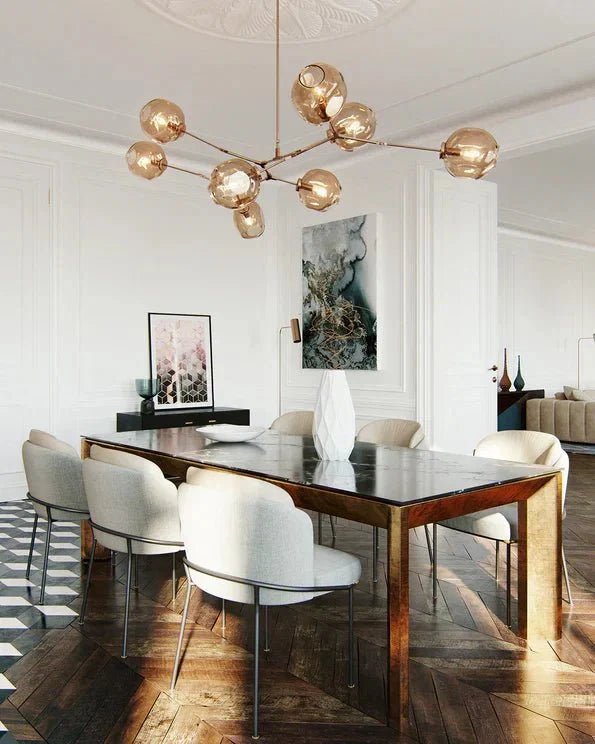 Modern Sputnik Smoky Gray/Amber Glass Branch Chandelier for Kitchen Island/Dining Room - Zelno Lighting