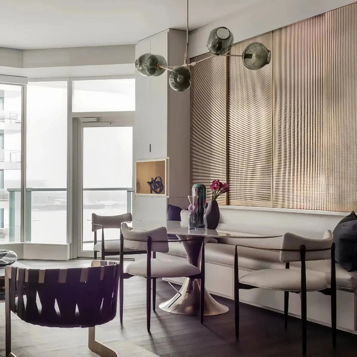 Modern Sputnik Smoky Gray/Amber Glass Branch Chandelier for Kitchen Island/Dining Room - Zelno Lighting