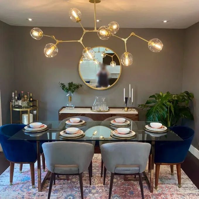 Modern Sputnik Smoky Gray/Amber Glass Branch Chandelier for Kitchen Island/Dining Room - Zelno Lighting