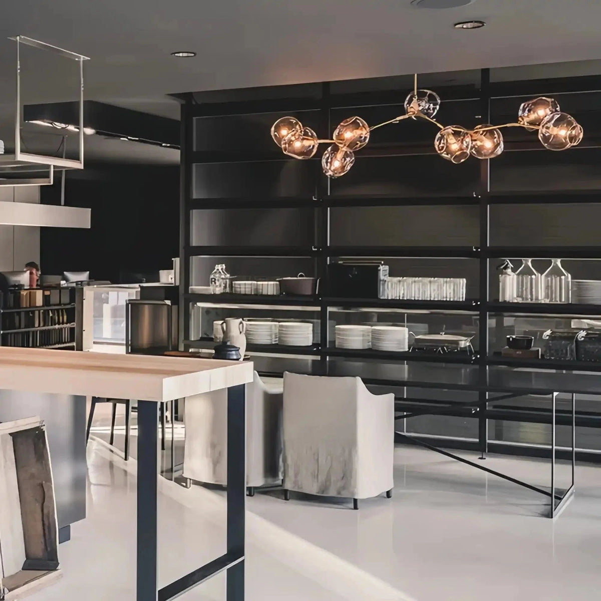 Modern Sputnik Smoky Gray/Amber Glass Branch Chandelier for Kitchen Island/Dining Room - Zelno Lighting