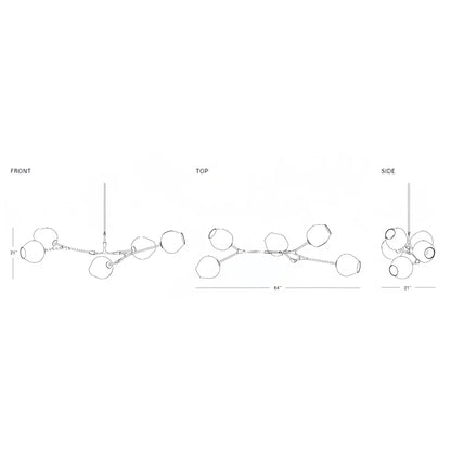 Modern Sputnik Smoky Gray/Amber Glass Branch Chandelier for Kitchen Island/Dining Room - Zelno Lighting