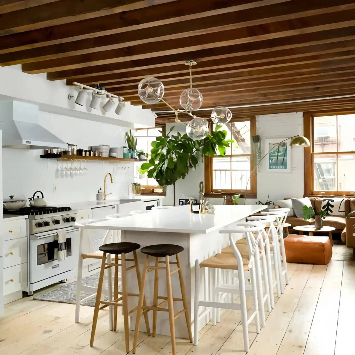 Modern Sputnik Smoky Gray/Amber Glass Branch Chandelier for Kitchen Island/Dining Room - Zelno Lighting