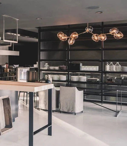 Modern Sputnik Smoky Gray/Amber Glass Branch Chandelier for Kitchen Island/Dining Room - Zelno Lighting