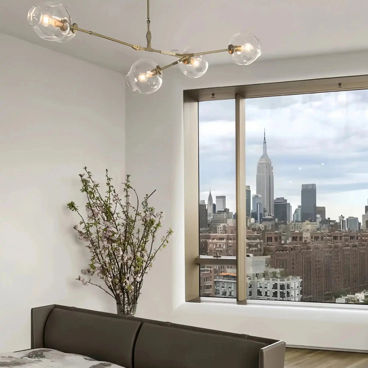 Modern Sputnik Smoky Gray/Amber Glass Branch Chandelier for Kitchen Island/Dining Room - Zelno Lighting