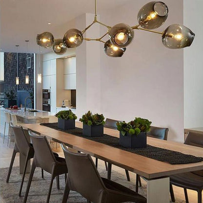 Modern Sputnik Smoky Gray/Amber Glass Branch Chandelier for Kitchen Island/Dining Room - Zelno Lighting