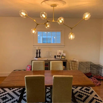 Modern Sputnik Smoky Gray/Amber Glass Branch Chandelier for Kitchen Island/Dining Room - Zelno Lighting