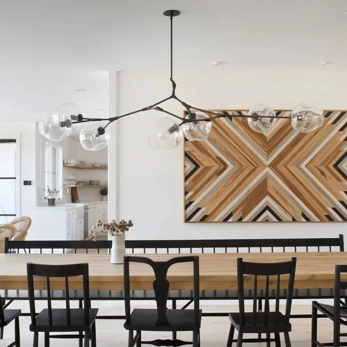 Modern Sputnik Smoky Gray/Amber Glass Branch Chandelier for Kitchen Island/Dining Room - Zelno Lighting