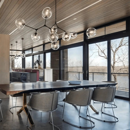 Modern Sputnik Smoky Gray/Amber Glass Branch Chandelier for Kitchen Island/Dining Room - Zelno Lighting
