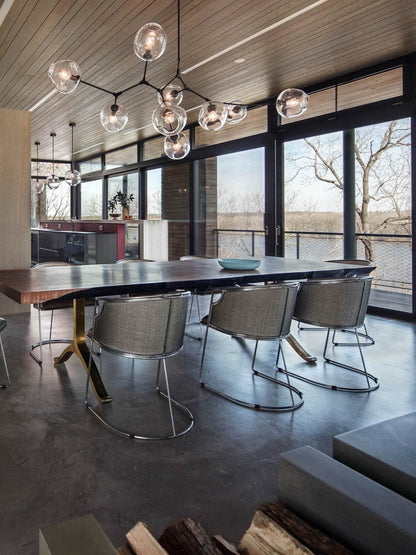 Modern Sputnik Smoky Gray/Amber Glass Branch Chandelier for Kitchen Island/Dining Room - Zelno Lighting