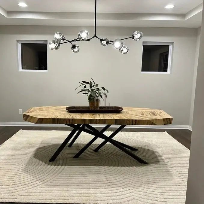 Modern Sputnik Smoky Gray/Amber Glass Branch Chandelier for Kitchen Island/Dining Room - Zelno Lighting