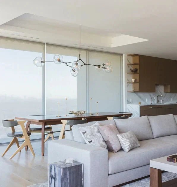 Modern Sputnik Smoky Gray/Amber Glass Branch Chandelier for Kitchen Island/Dining Room - Zelno Lighting